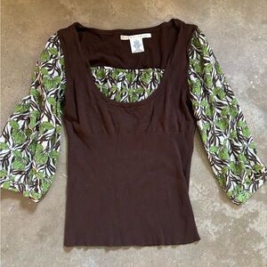 Y2K Brown and Green Women's Top